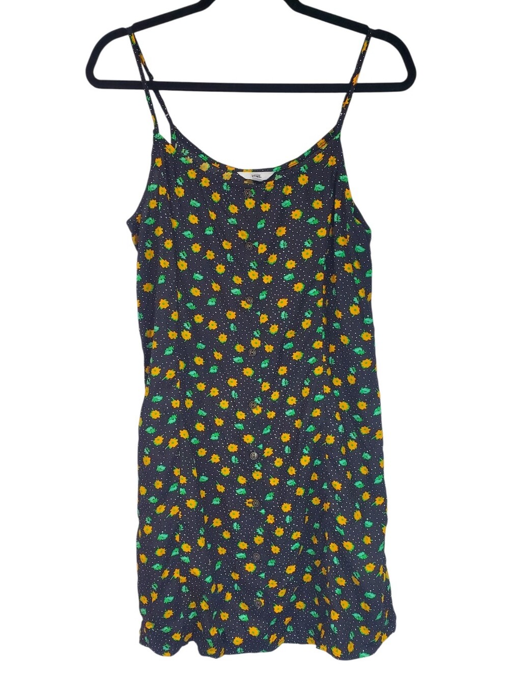 Vans Lags Dress In Black Skate Girl Floral Whimsygoth Medium Button Down